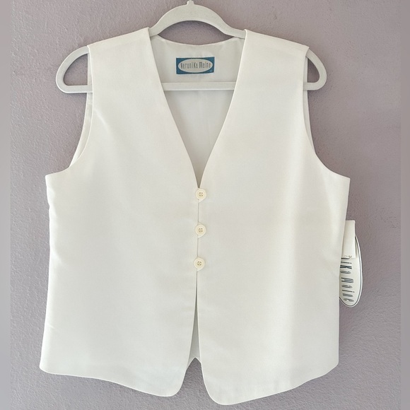 NWT‎ Veronika Maine White Blazer Vest European Summer Size 12 - Picture 3 of 8